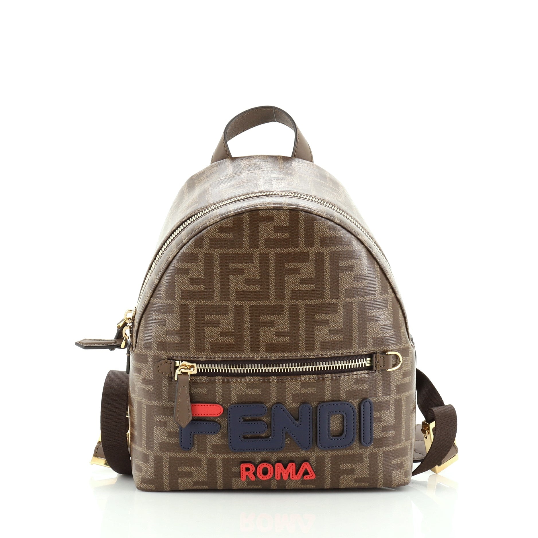 Mania Logo Backpack Zucca Coated Canvas Mini