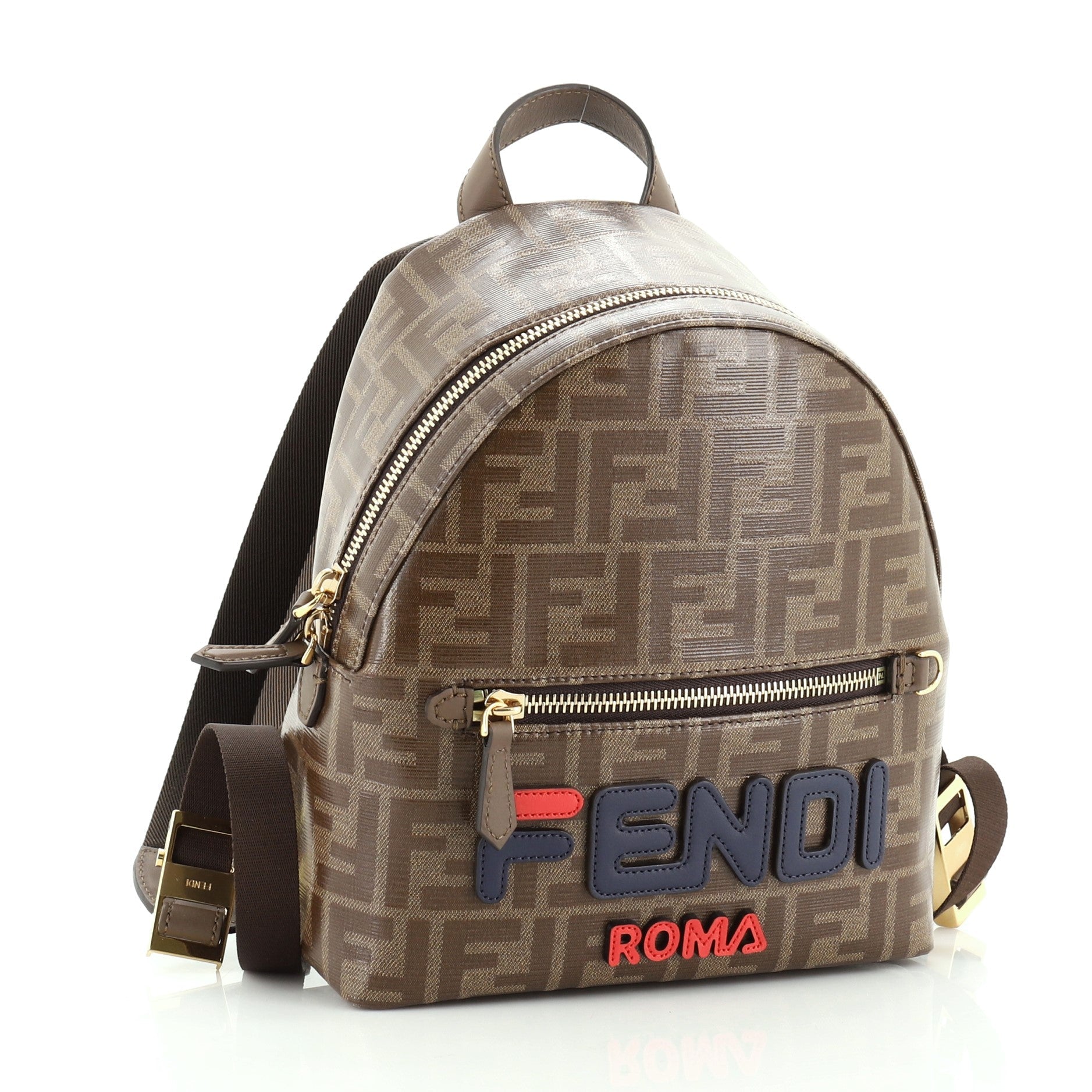 Mania Logo Backpack Zucca Coated Canvas Mini