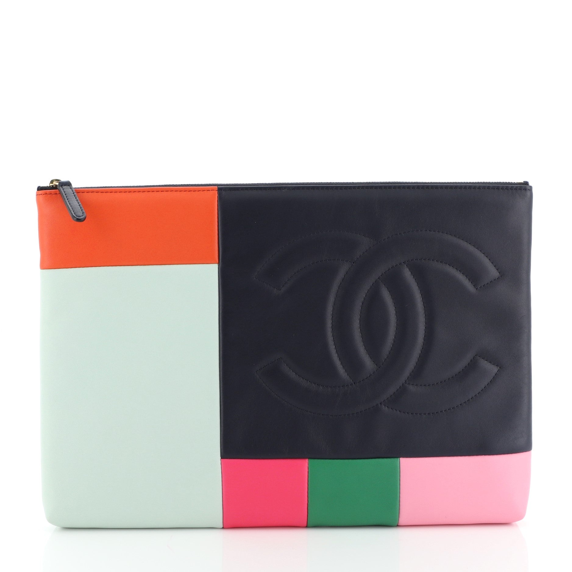 O Case Clutch Colorblock Leather Large