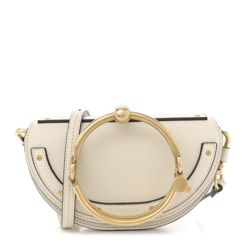 Calfskin Small Nile Bracelet Minaudiere Bag Off White