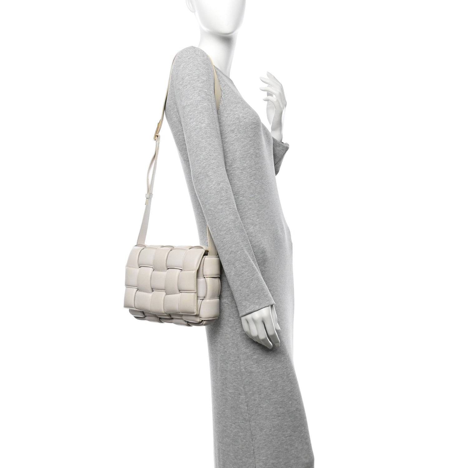 Nappa Maxi Intreccio Padded Cassette Crossbody Bag Chalk