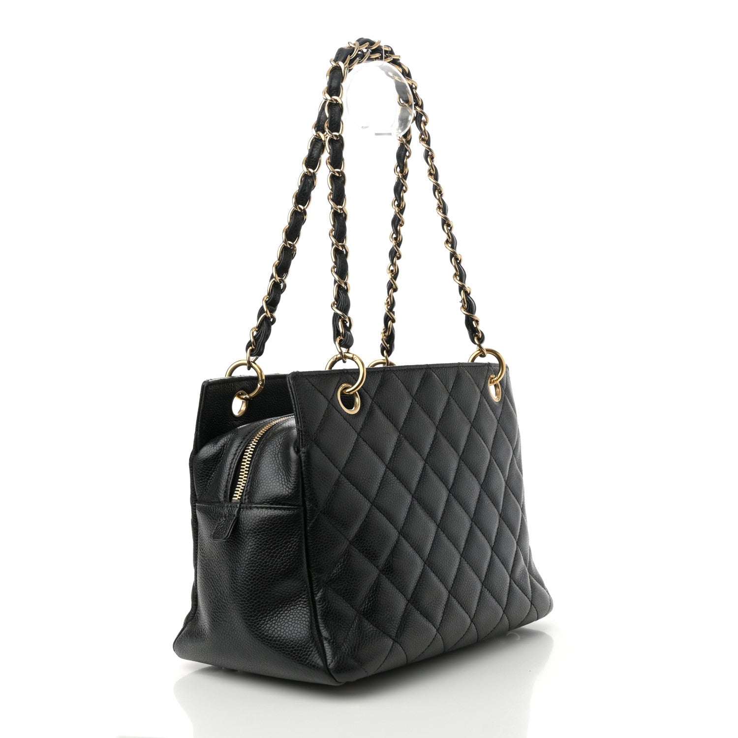 Caviar Quilted Petit Timeless Tote PTT Black