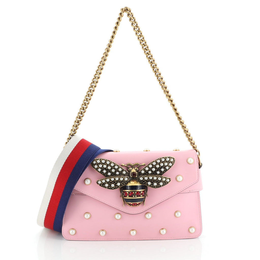 Broadway Pearly Bee Shoulder Bag Embellished Leather Mini