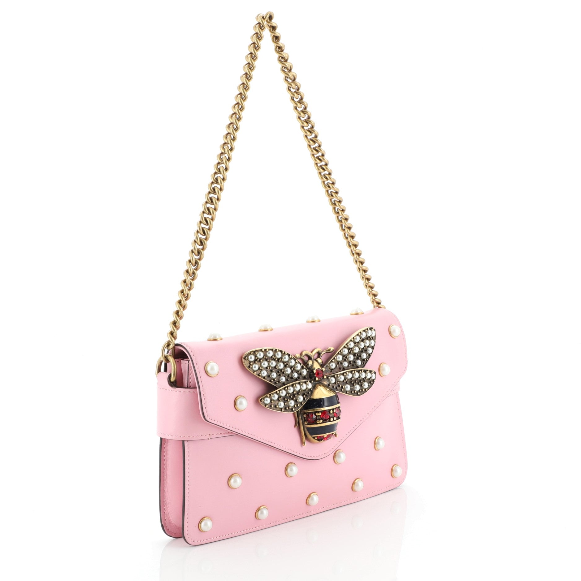Broadway Pearly Bee Shoulder Bag Embellished Leather Mini