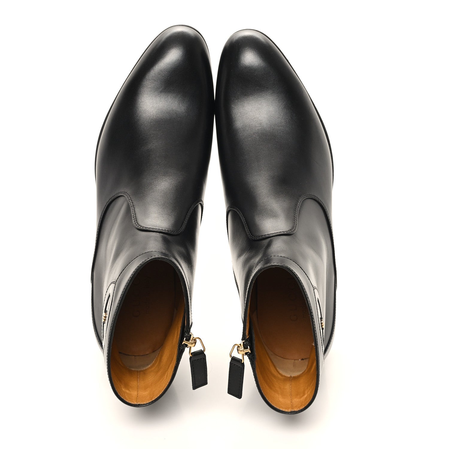 New Waxed Calfskin Mens Adel GG Ankle Boots 9 Black