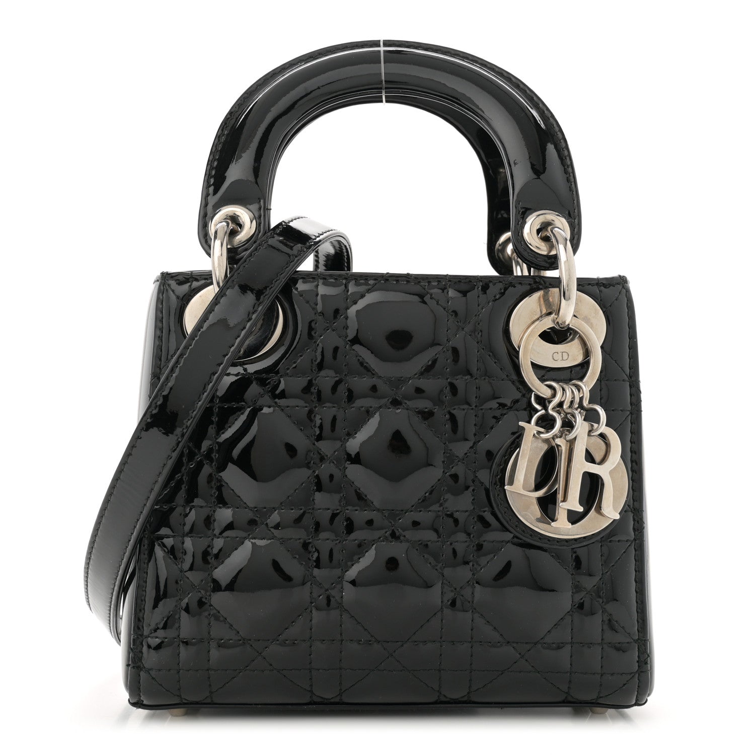 Patent Cannage Mini Lady Dior Black