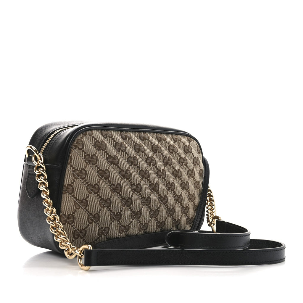 Monogram Matelasse Diagonal Small GG Marmont Chain Shoulder Bag Beige Black