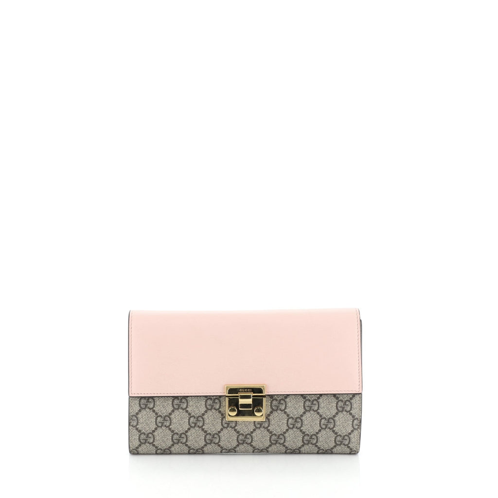 Padlock Clutch GG Coated Canvas with Leather