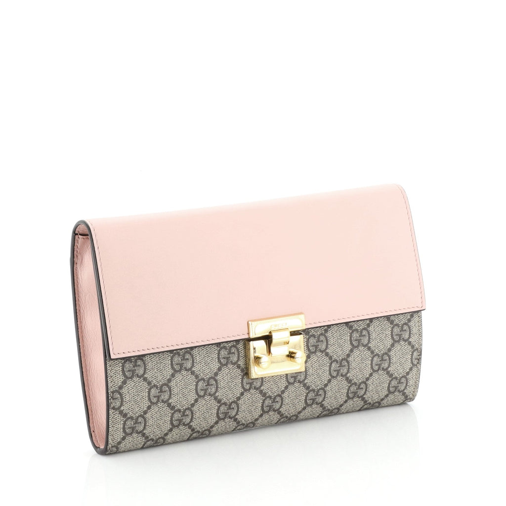 Padlock Clutch GG Coated Canvas with Leather