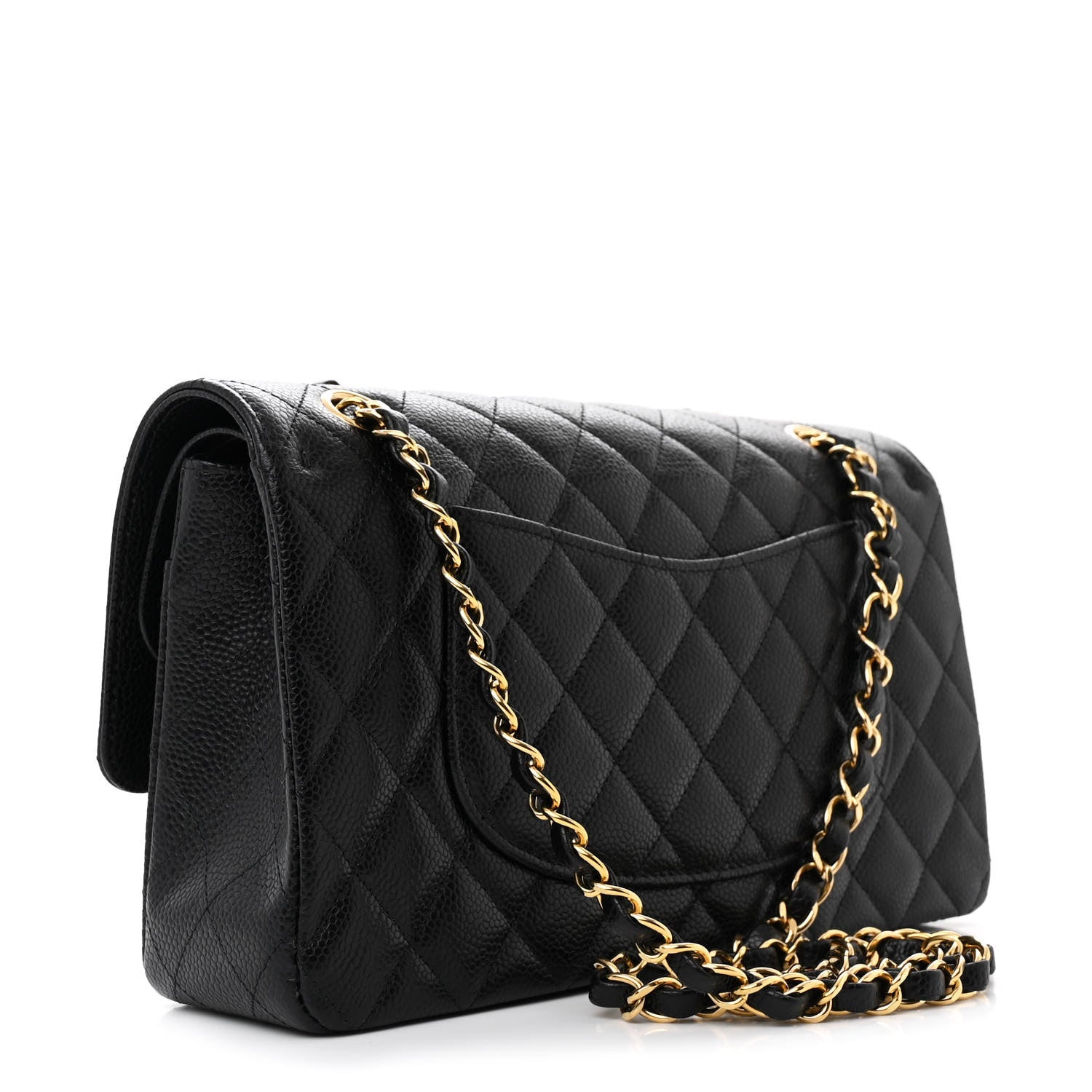 Caviar Quilted Medium Double Flap Black