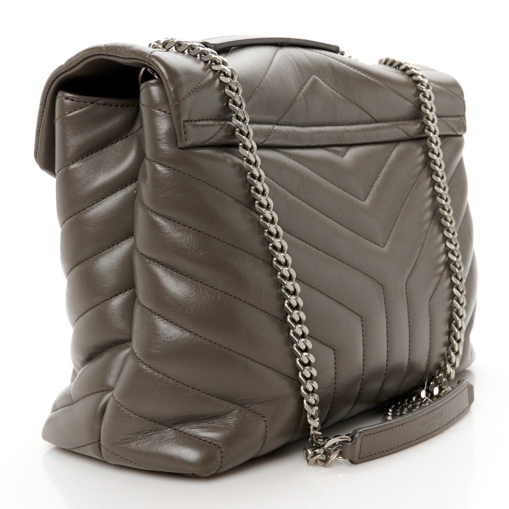 Calfskin Y Quilted Monogram Medium Loulou Chain Satchel Earth