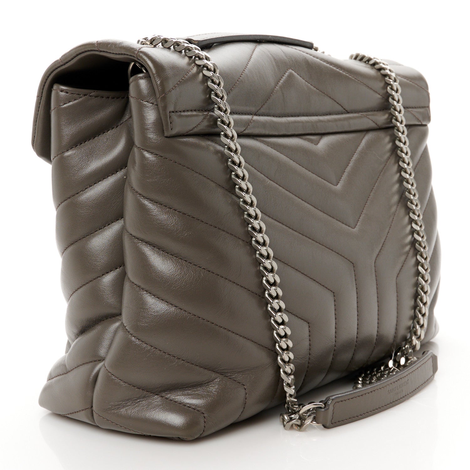 Calfskin Y Quilted Monogram Medium Loulou Chain Satchel Earth