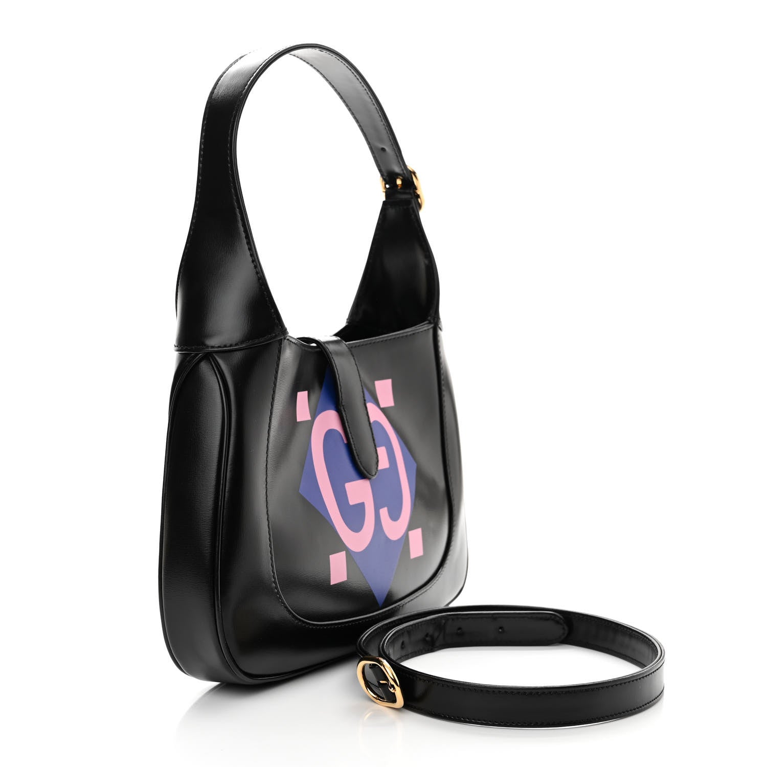 Calfskin Geometric Small Jackie 1961 Hobo Black