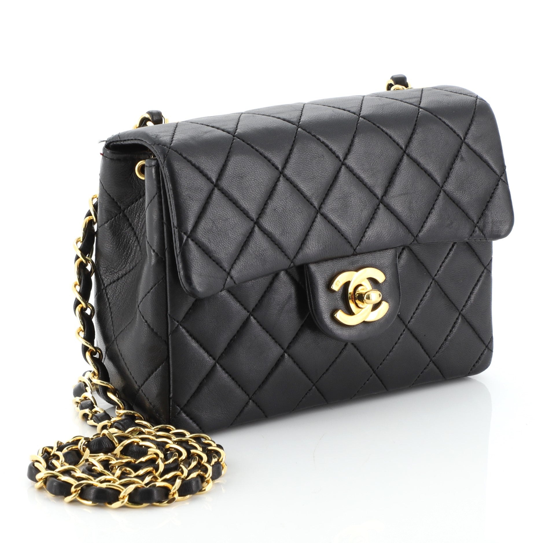 Vintage Square Classic Single Flap Bag Quilted Lambskin Mini