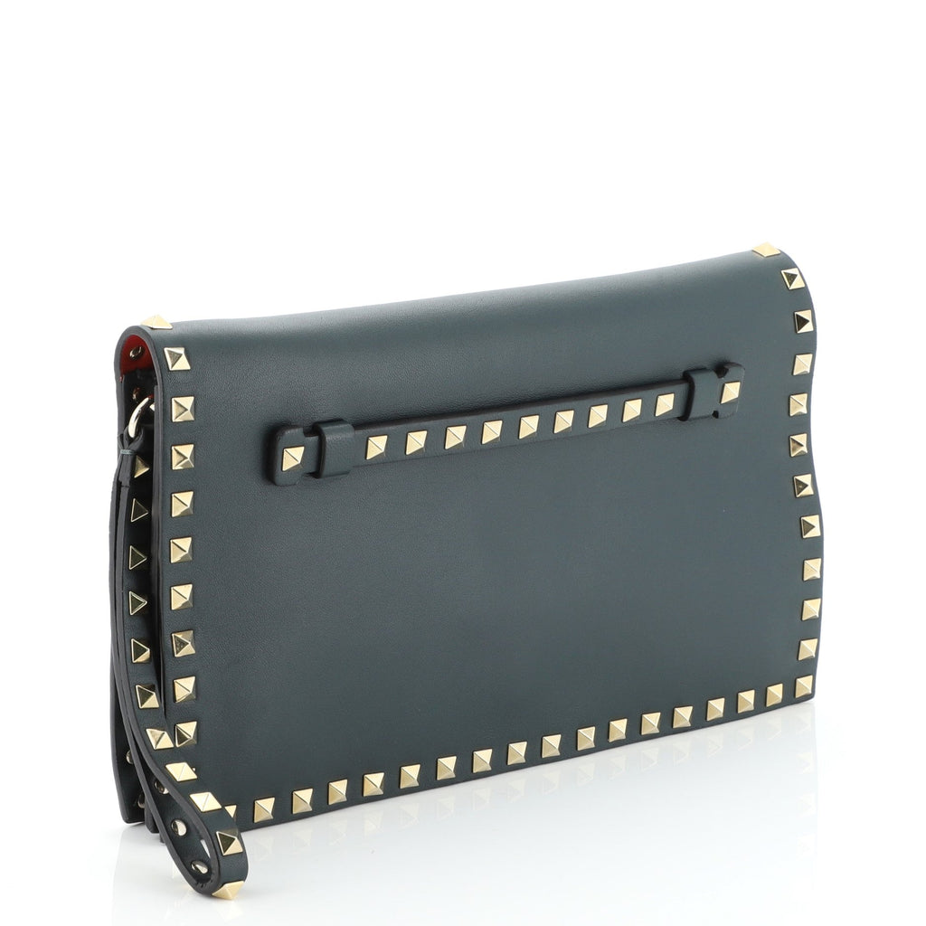 Rockstud Flap Clutch Leather