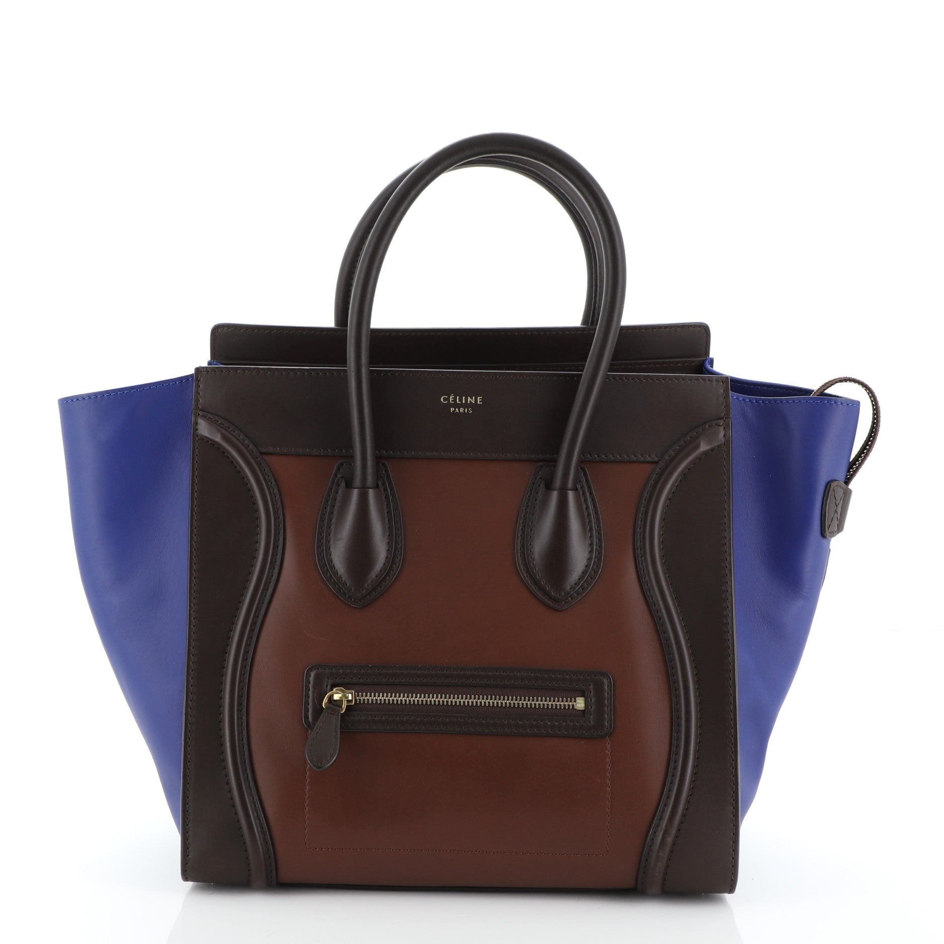 Tricolor Luggage Handbag Leather Mini