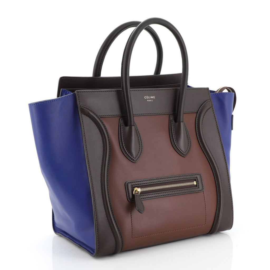 Tricolor Luggage Handbag Leather Mini