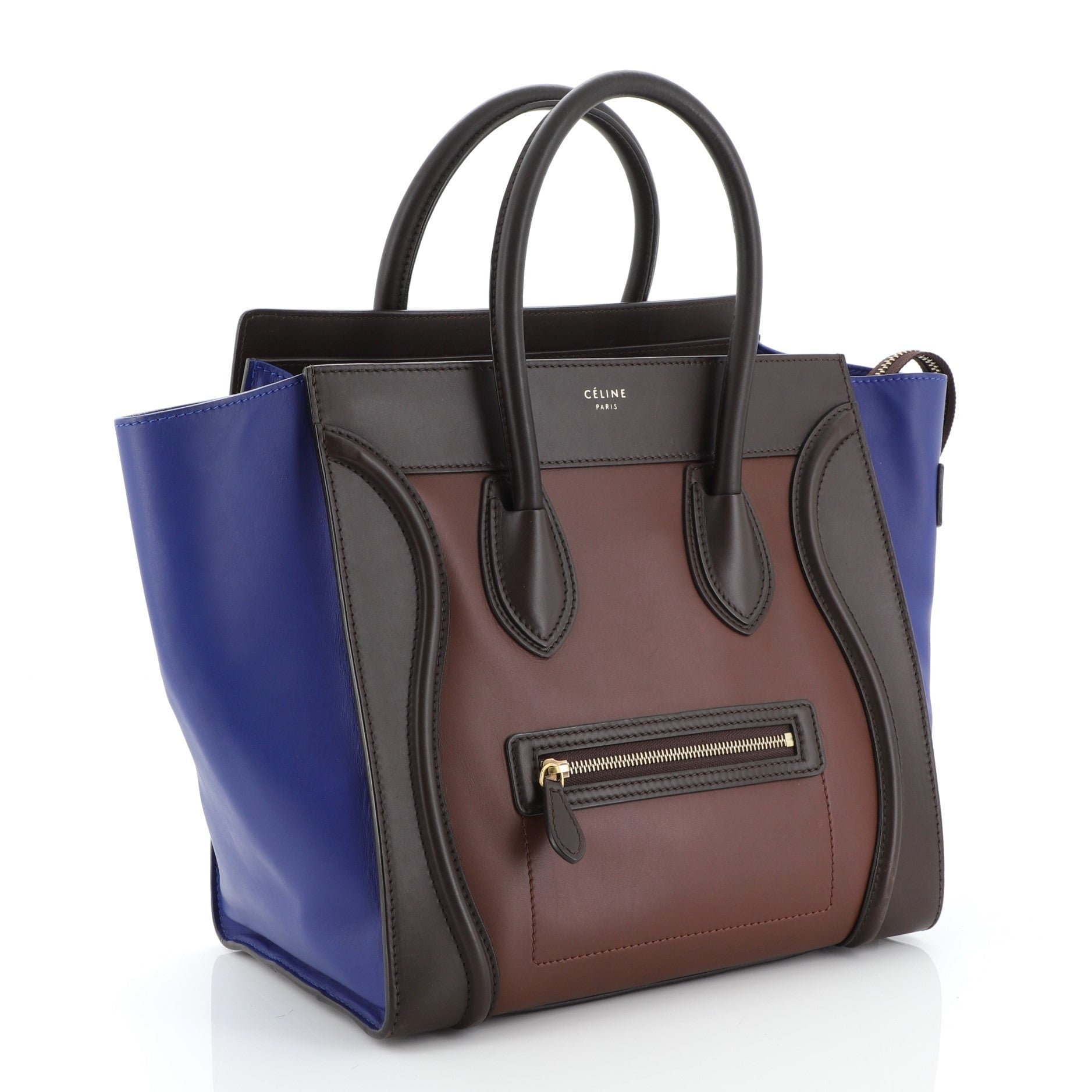 Tricolor Luggage Handbag Leather Mini