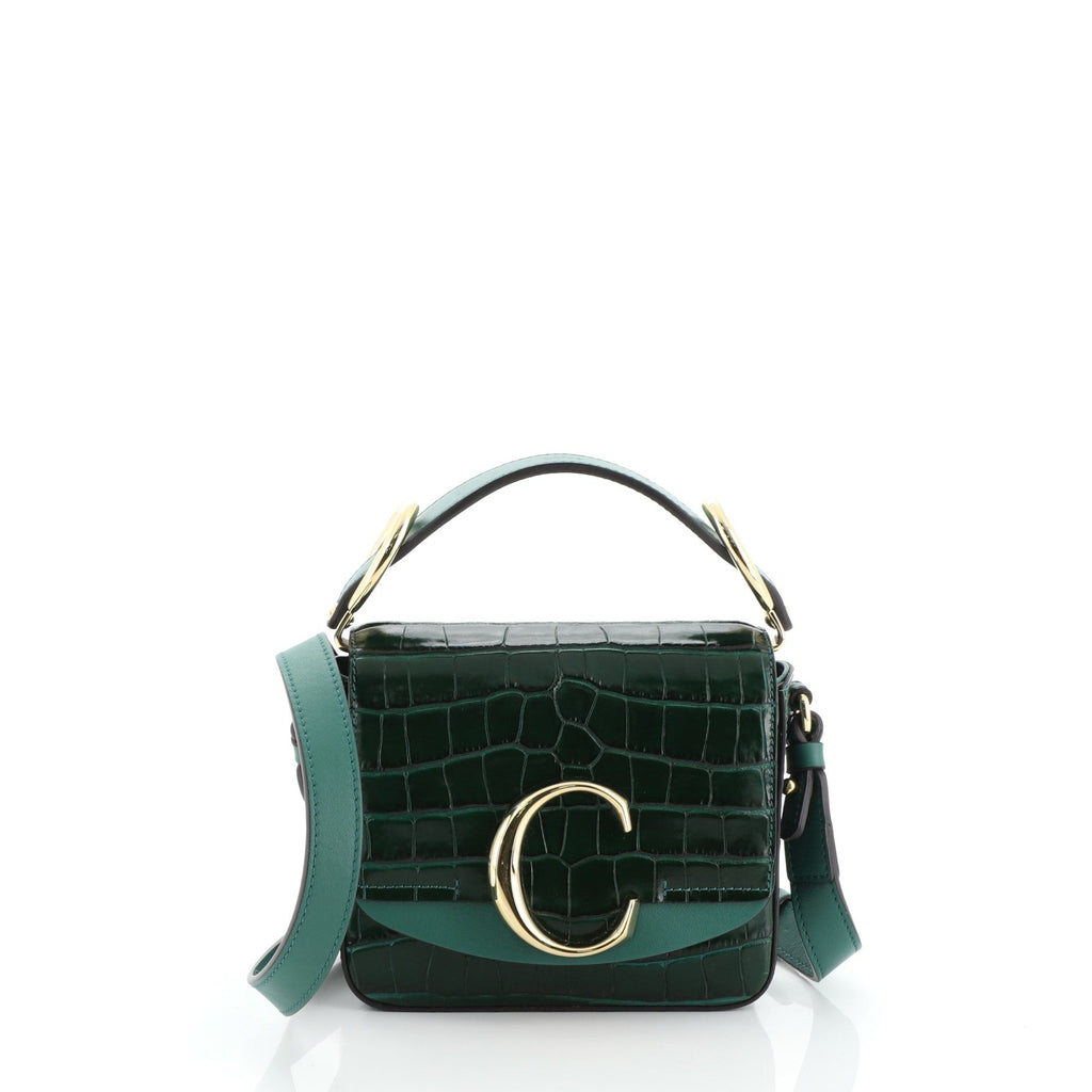 C Crossbody Bag Crocodile Embossed Leather Mini