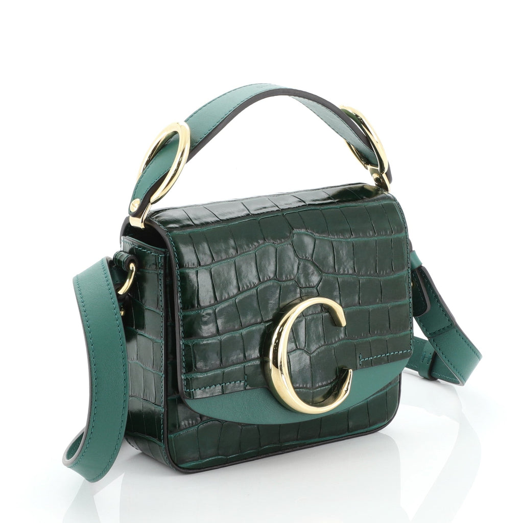 C Crossbody Bag Crocodile Embossed Leather Mini
