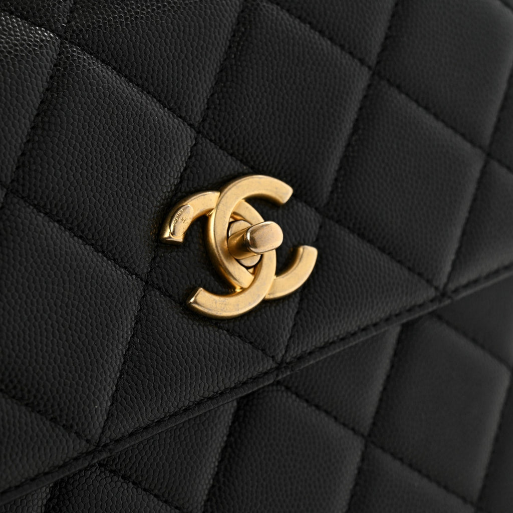 Caviar Quilted Chain Backpack Black