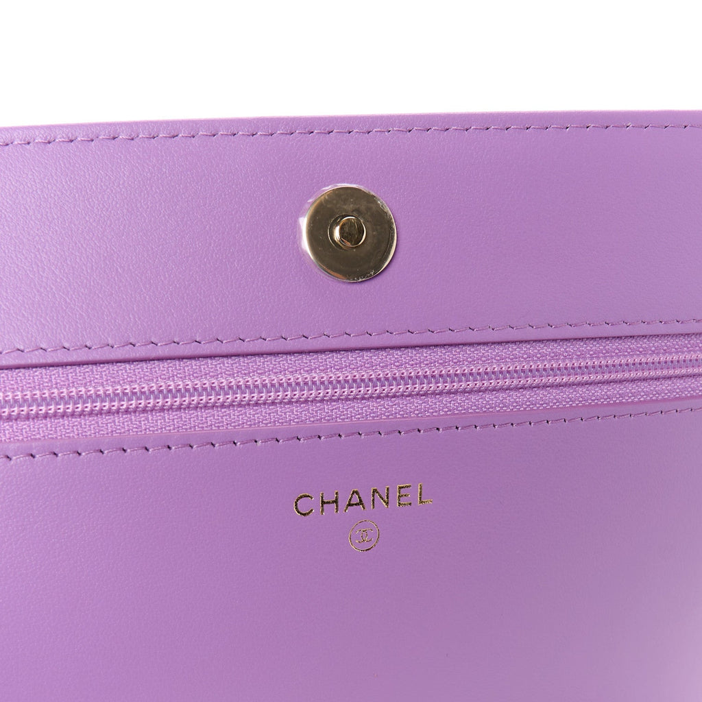 Caviar Quilted Boy Wallet On Chain WOC Purple