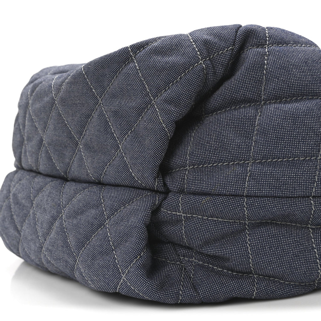 Denim Quilted Large Stretch Spirit Cabas Tote Blue