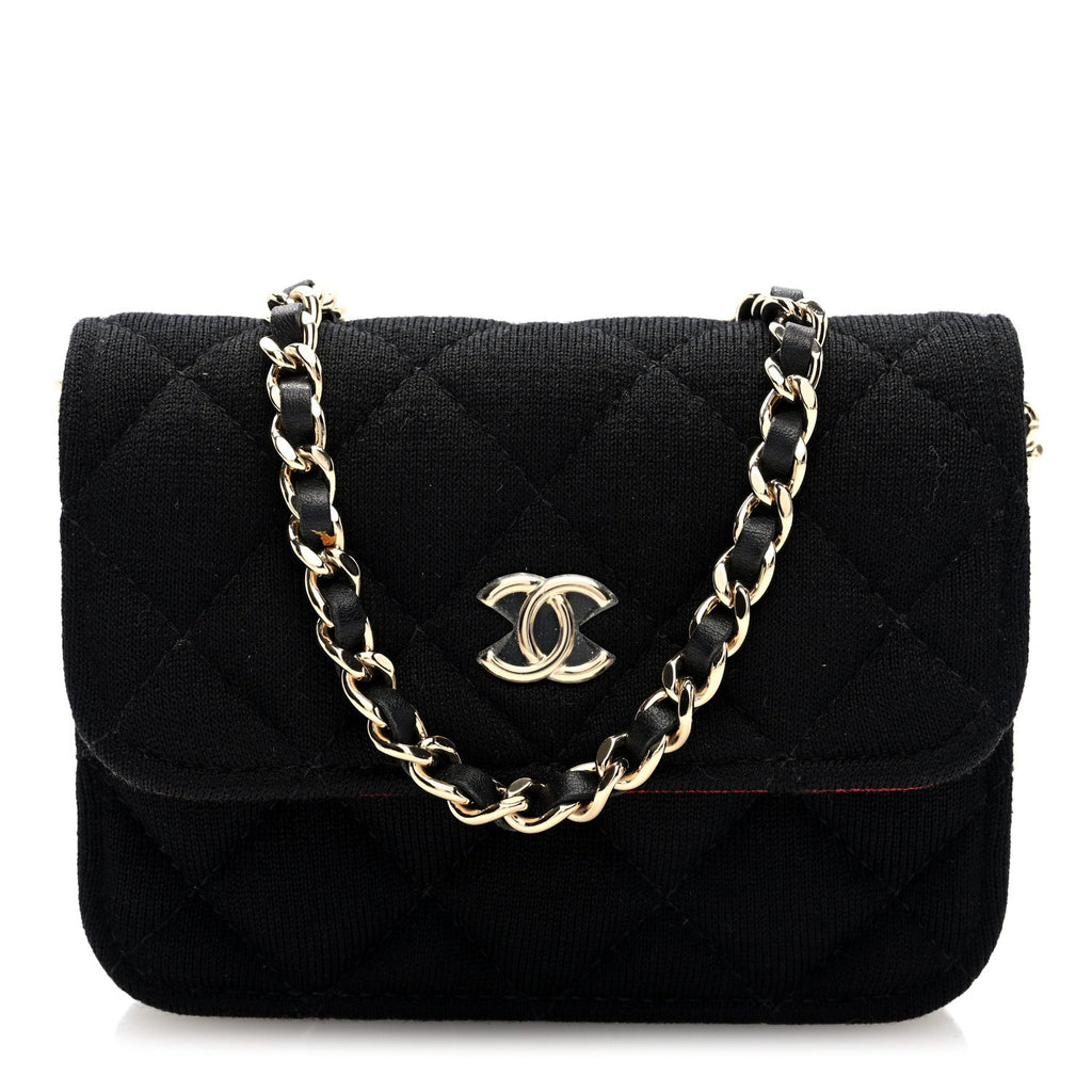 Jersey Quilted Micro Mini Flap Black