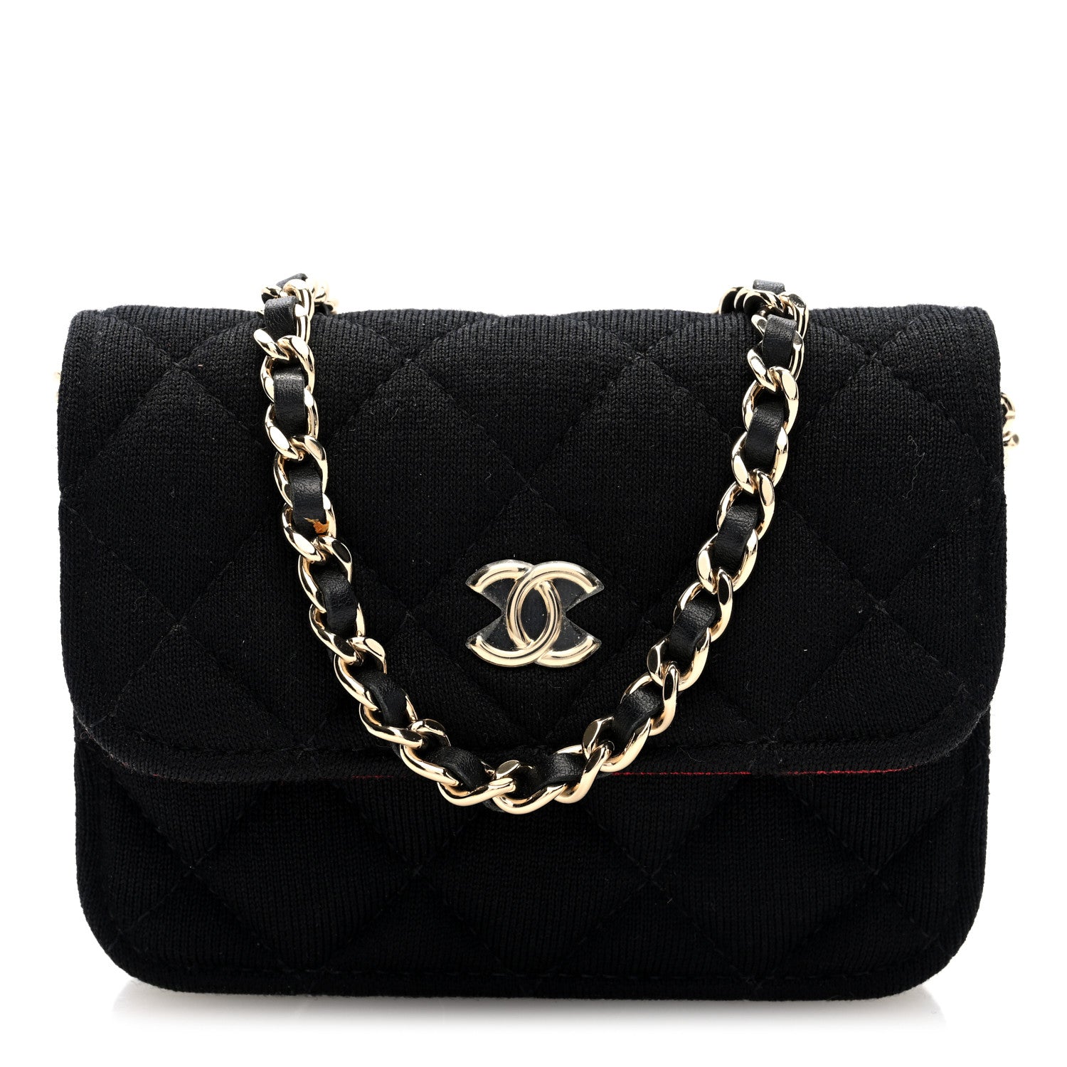 Jersey Quilted Micro Mini Flap Black