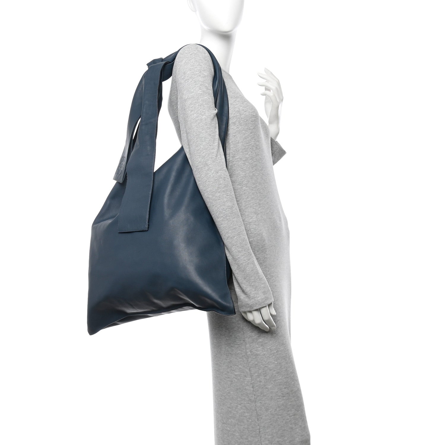 Nappa Oversized Bow Shoulder Bag Indigo