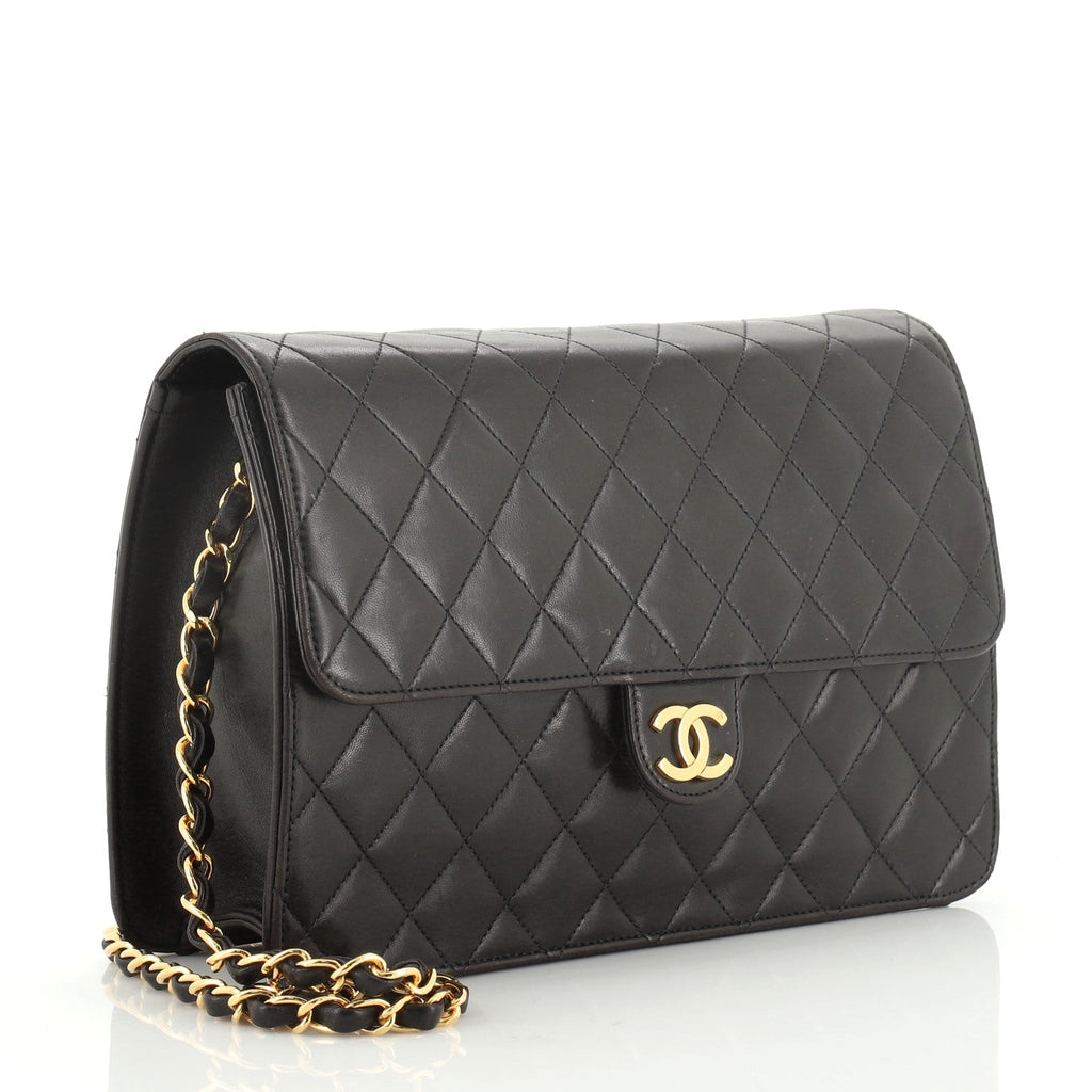 Vintage Clutch with Chain Quilted Leather Medium
