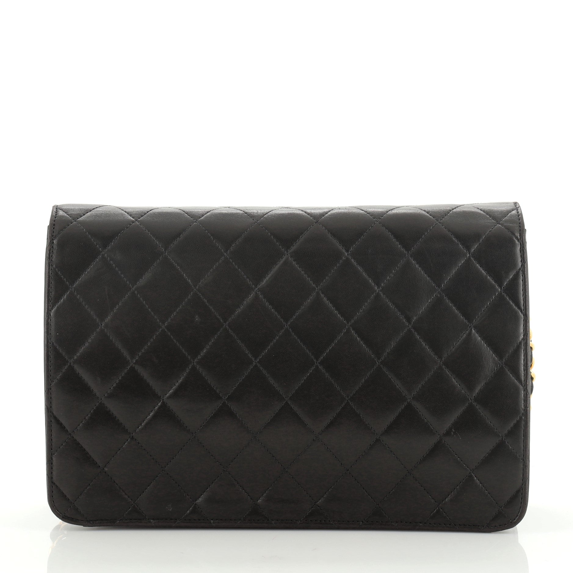 Vintage Clutch with Chain Quilted Leather Medium