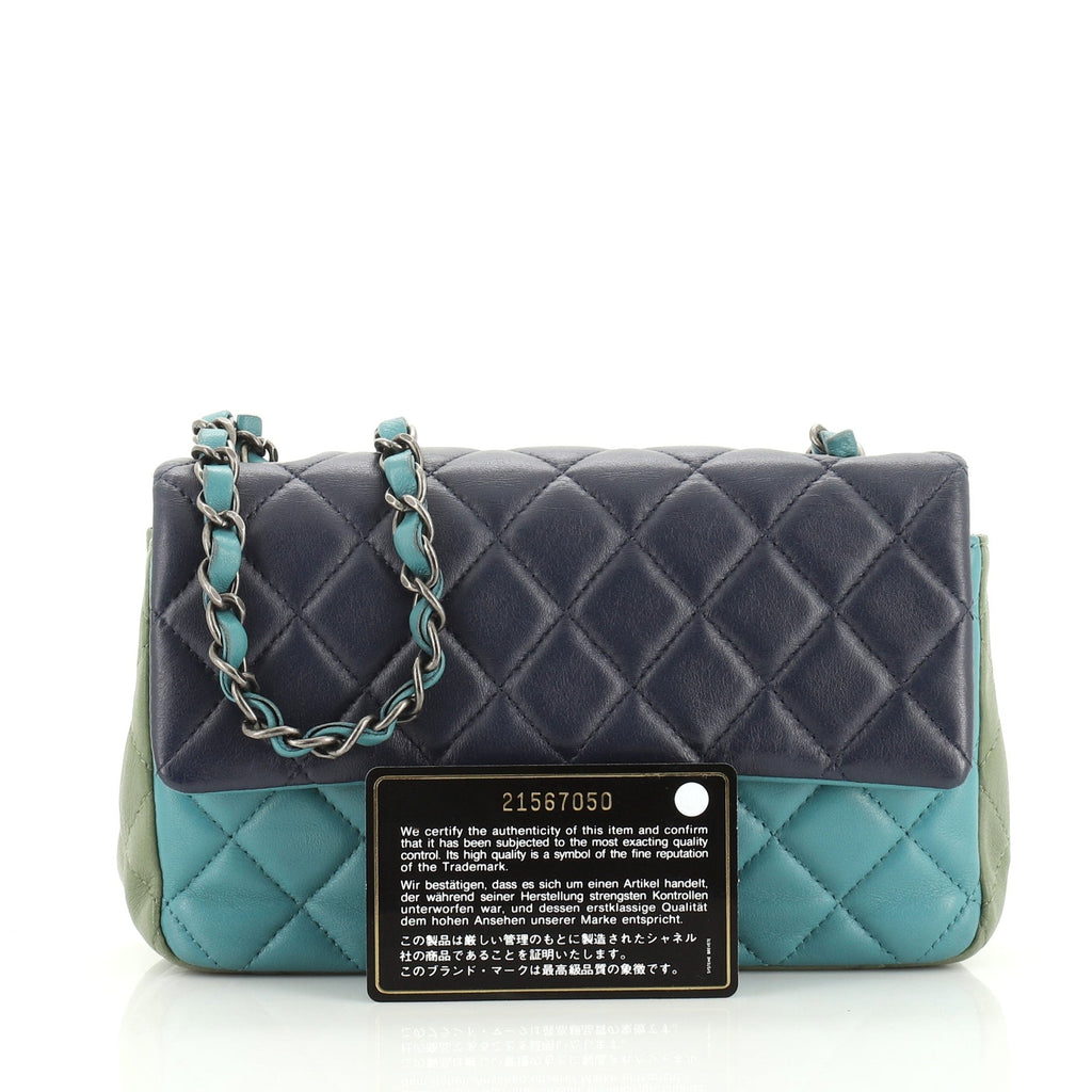 Tricolor Classic Single Flap Bag Quilted Lambskin Mini