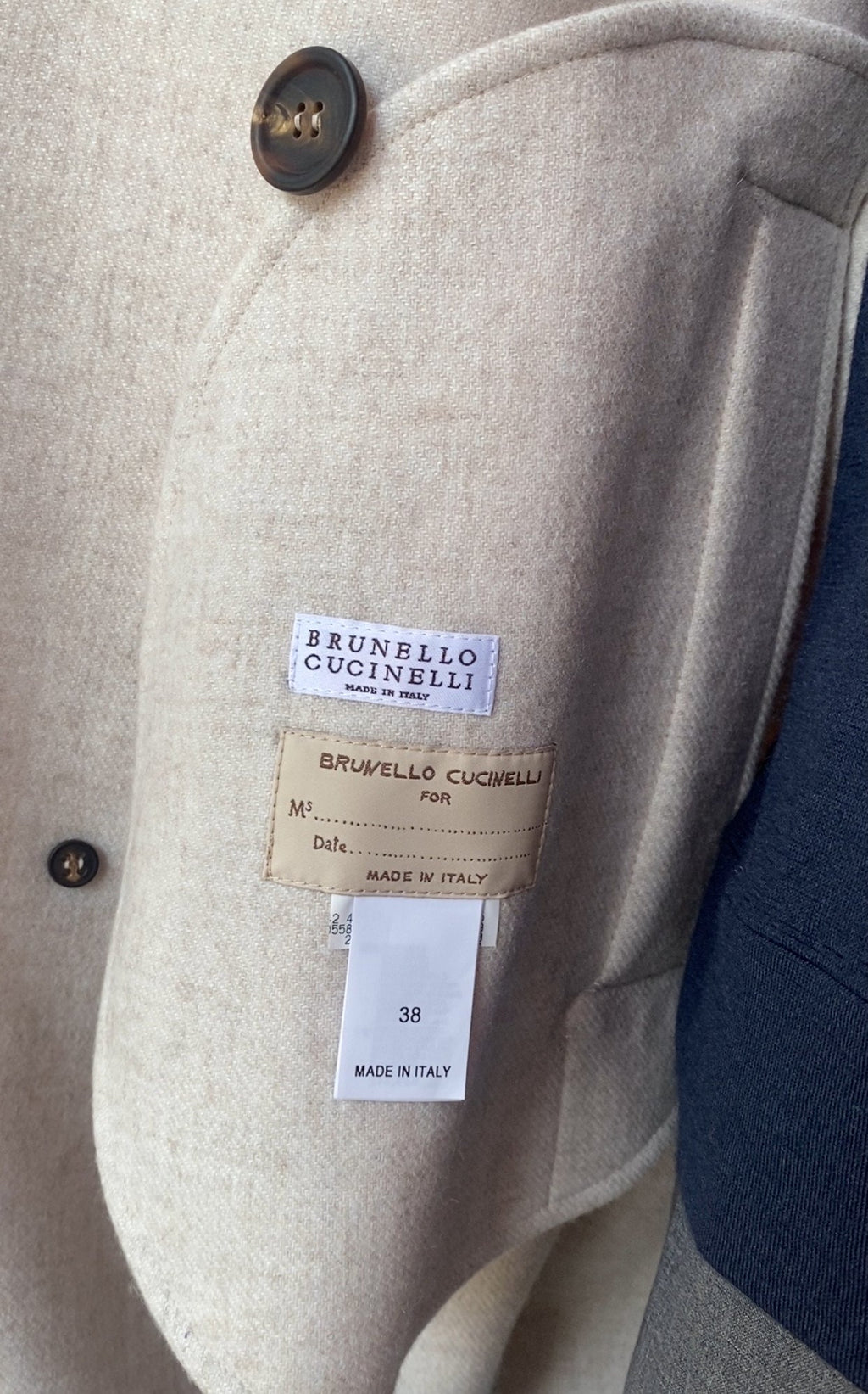 Brunello Cucinelli Beige Monili Embellished Hand-Finished Cashmere Coat - 38 / US 2-6