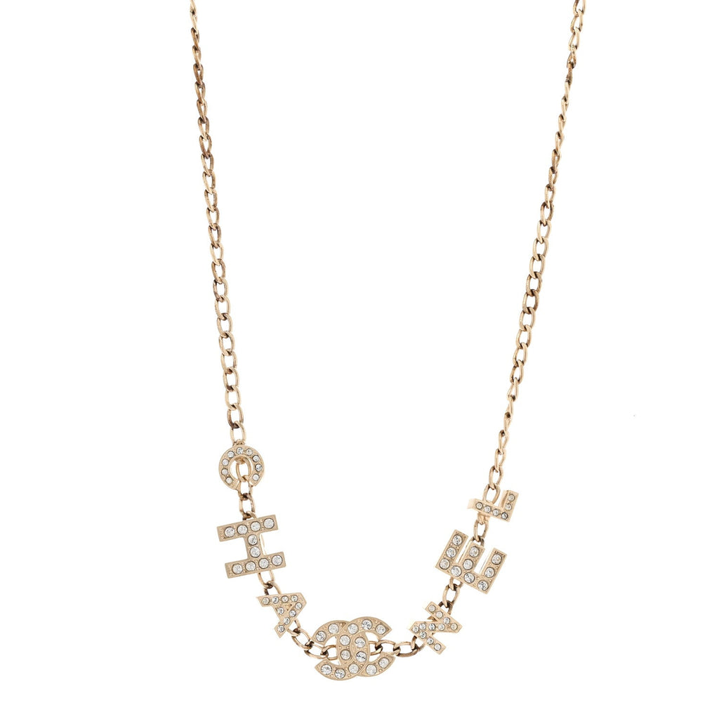 Crystal CC Letter Chain Necklace Gold