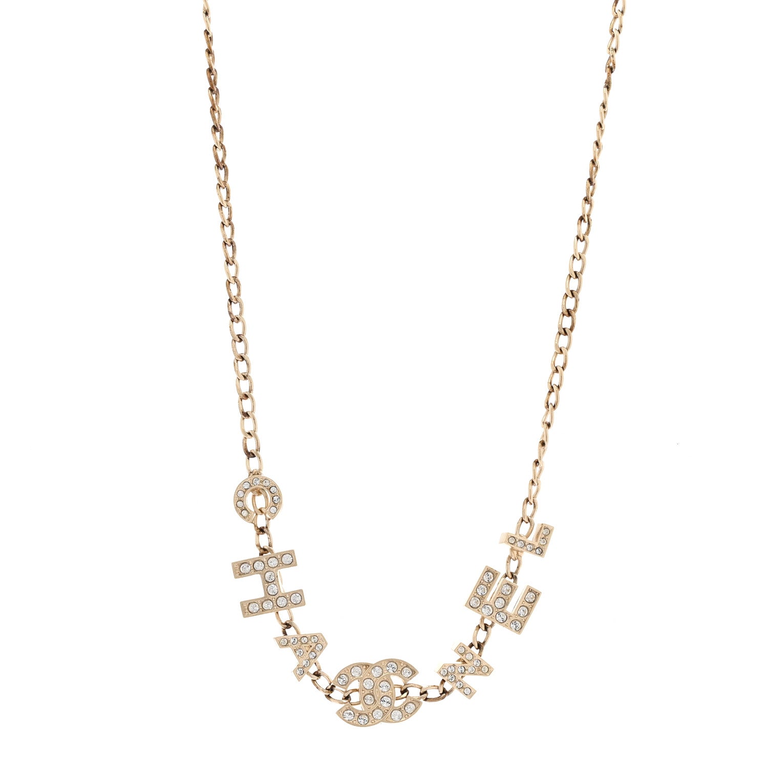 Crystal CC Letter Chain Necklace Gold