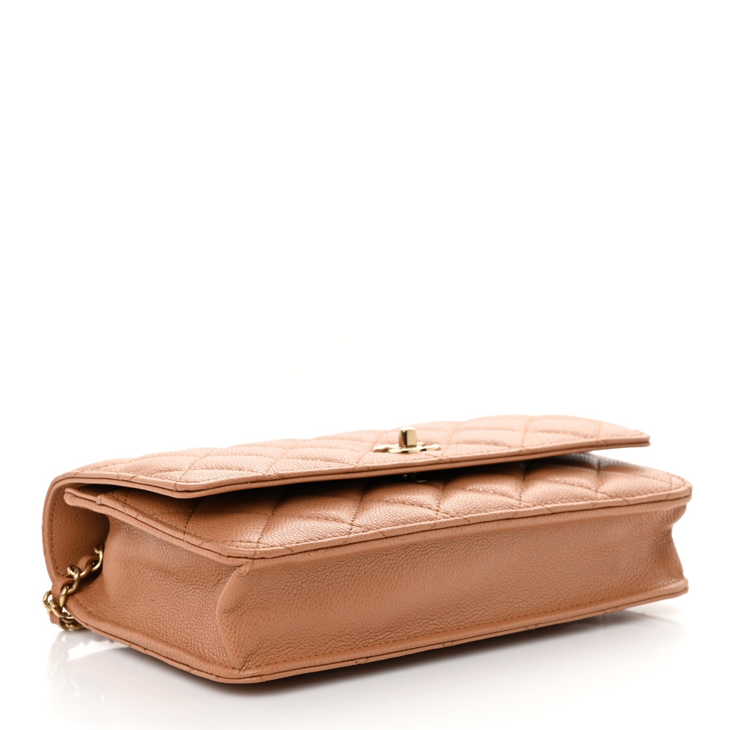 Caviar Quilted CC Turnlock Wallet On Chain WOC Brown