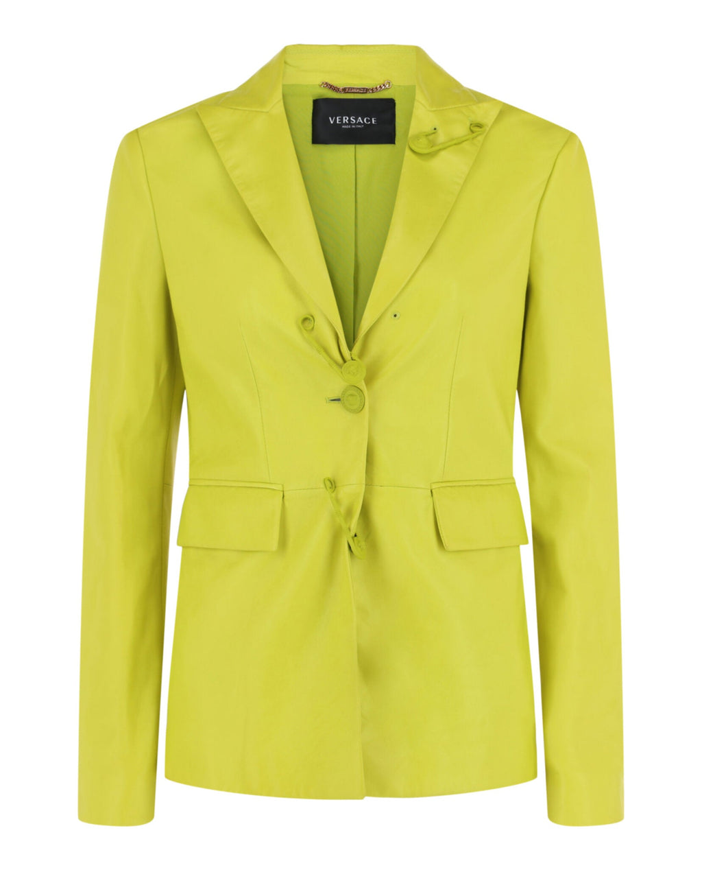 Safety Pin Single-Breasted Leather Blazer