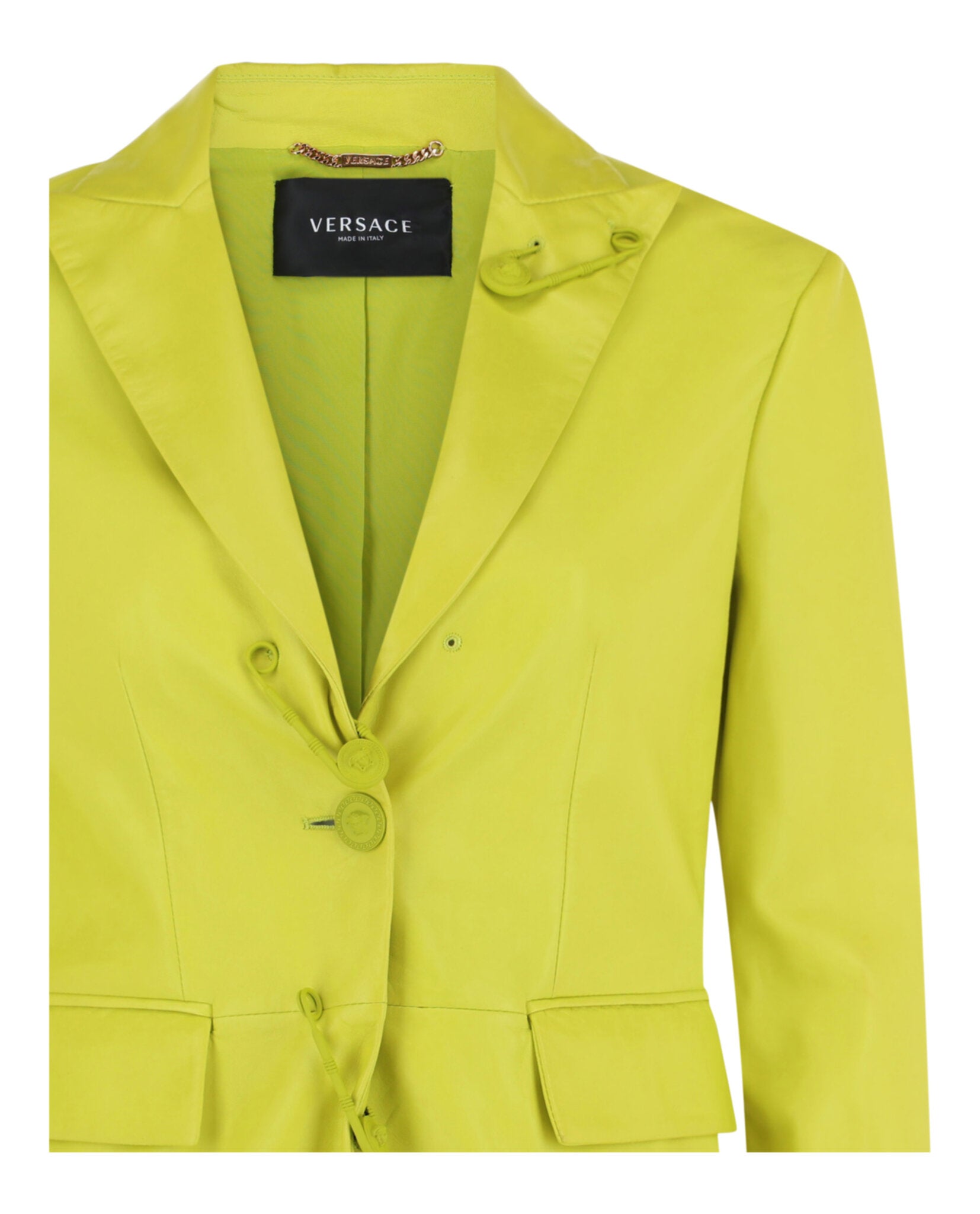 Safety Pin Single-Breasted Leather Blazer