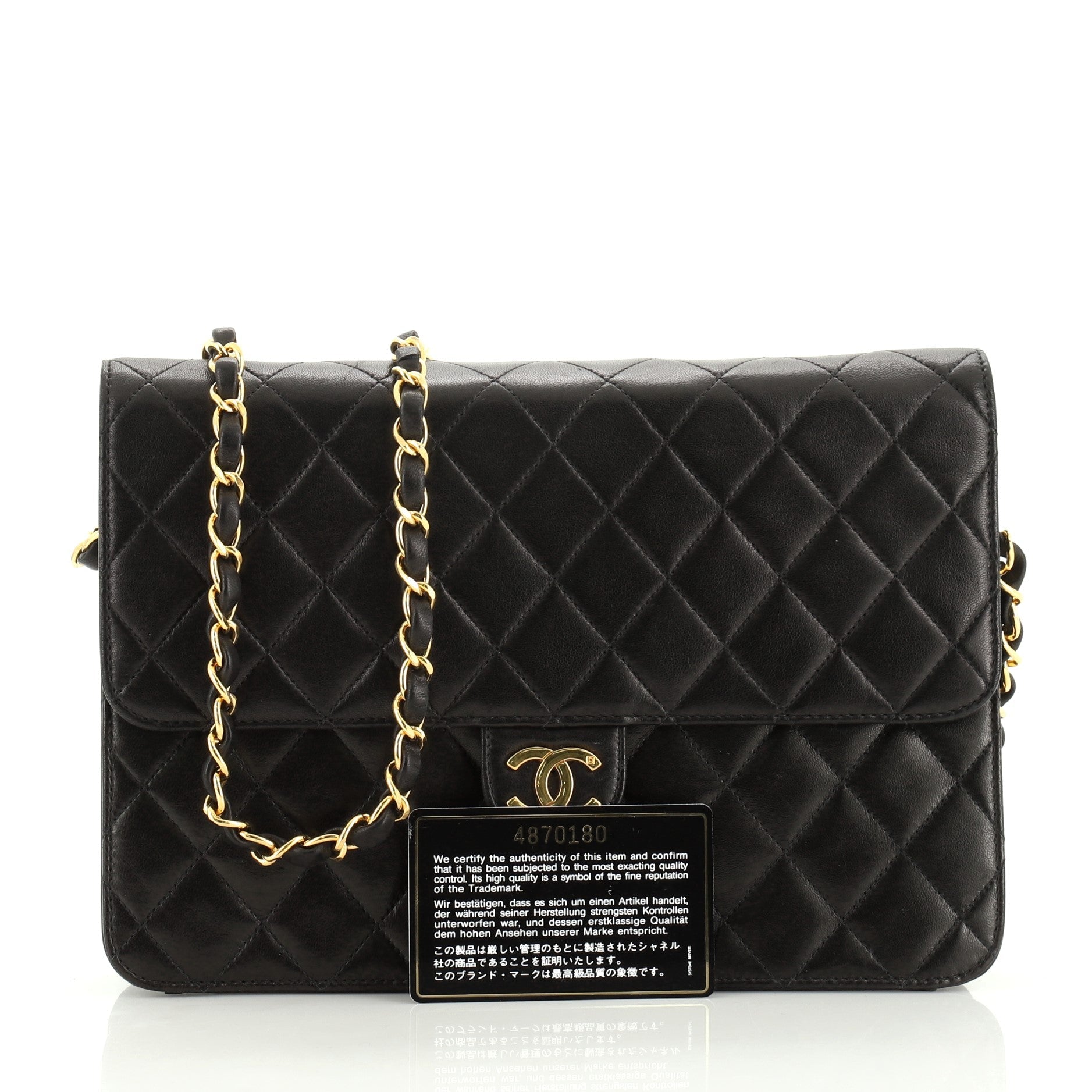 Vintage Clutch with Chain Quilted Leather Medium