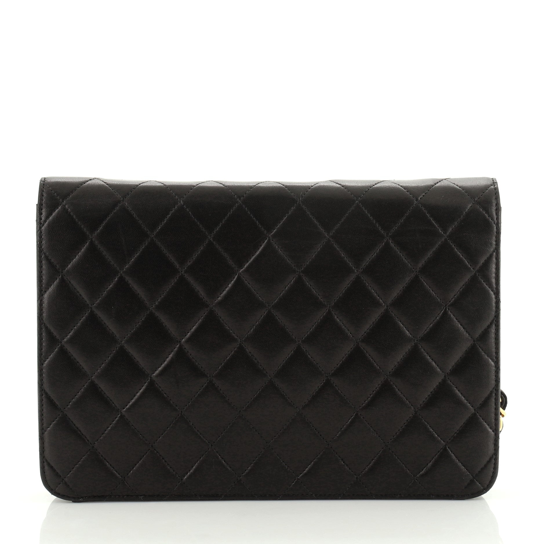 Vintage Clutch with Chain Quilted Leather Medium