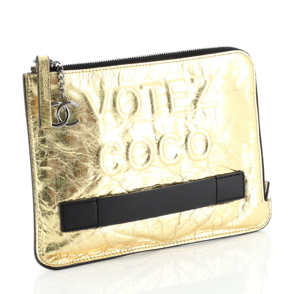 Feminine Pouch Crinkled Leather Small
