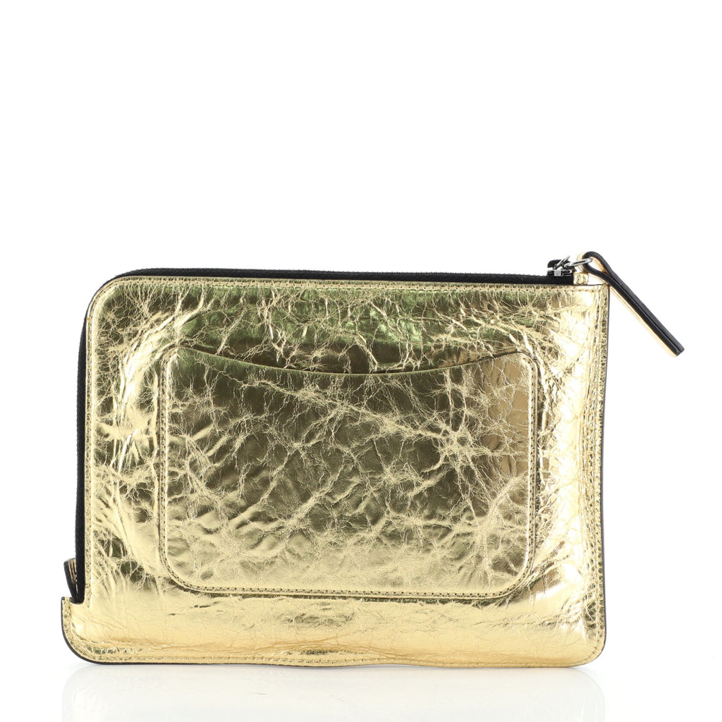 Feminine Pouch Crinkled Leather Small