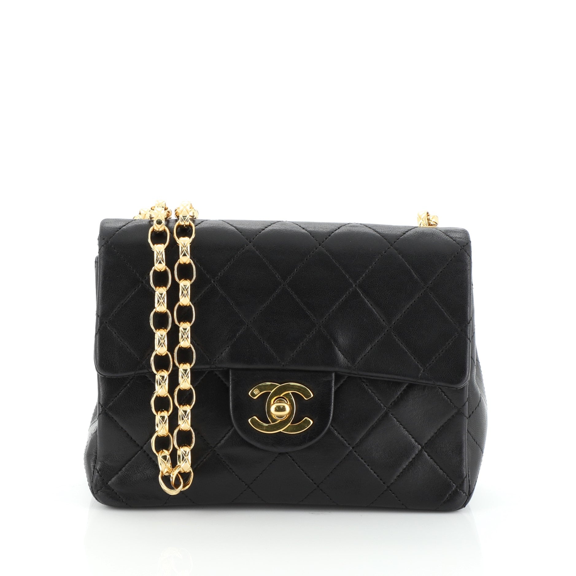 Vintage Square Classic Single Flap Bag Quilted Lambskin Mini
