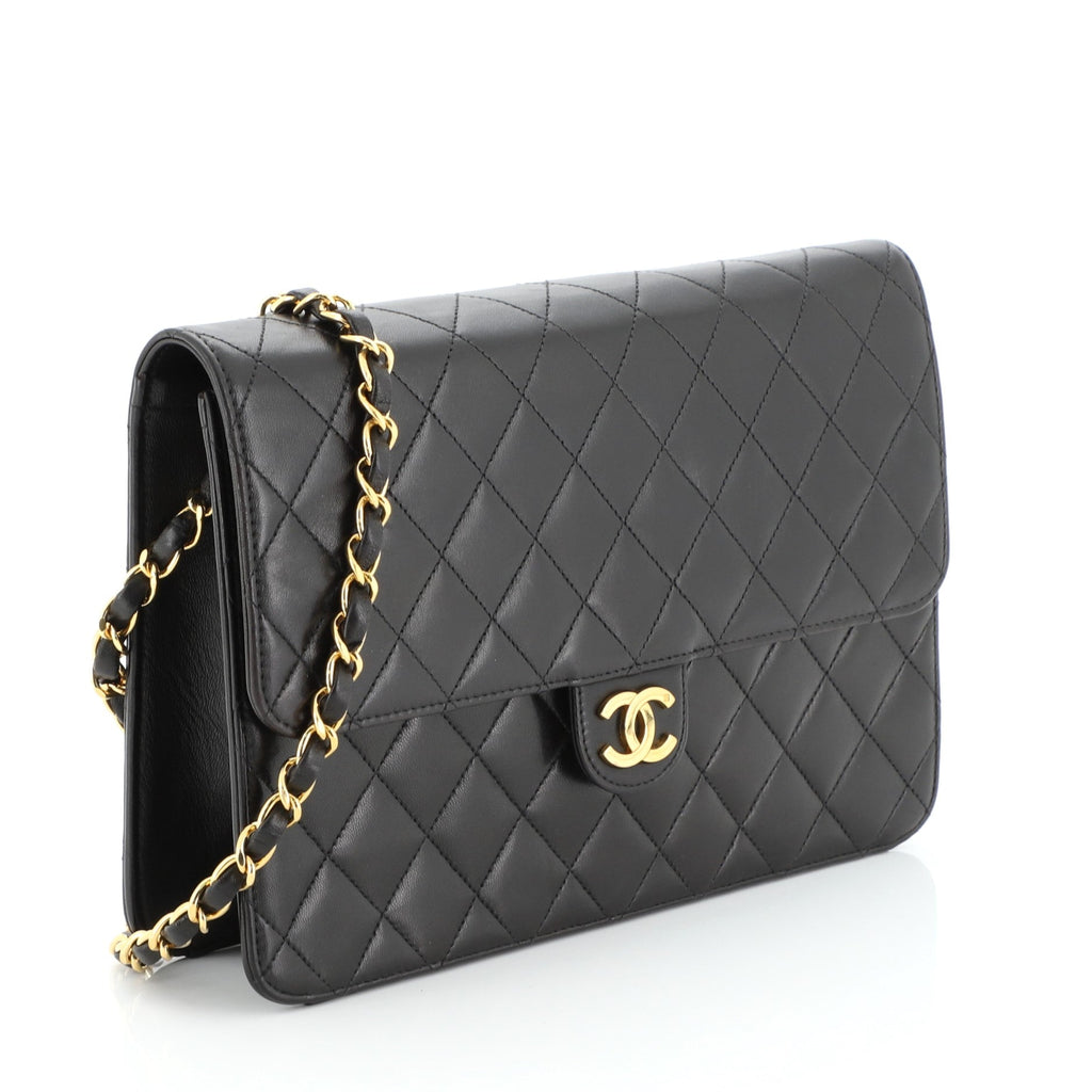 Vintage Clutch with Chain Quilted Leather Medium