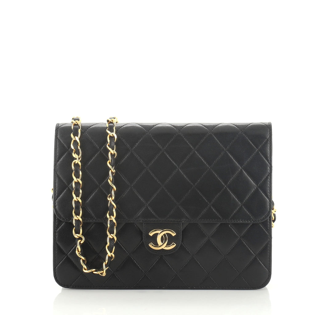 Vintage Clutch with Chain Quilted Leather Small