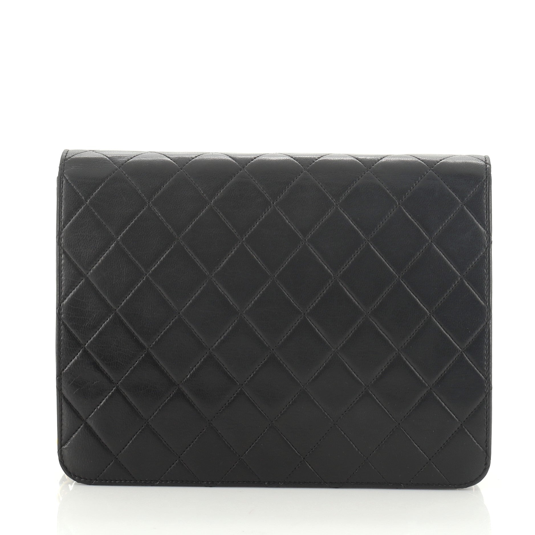 Vintage Clutch with Chain Quilted Leather Small