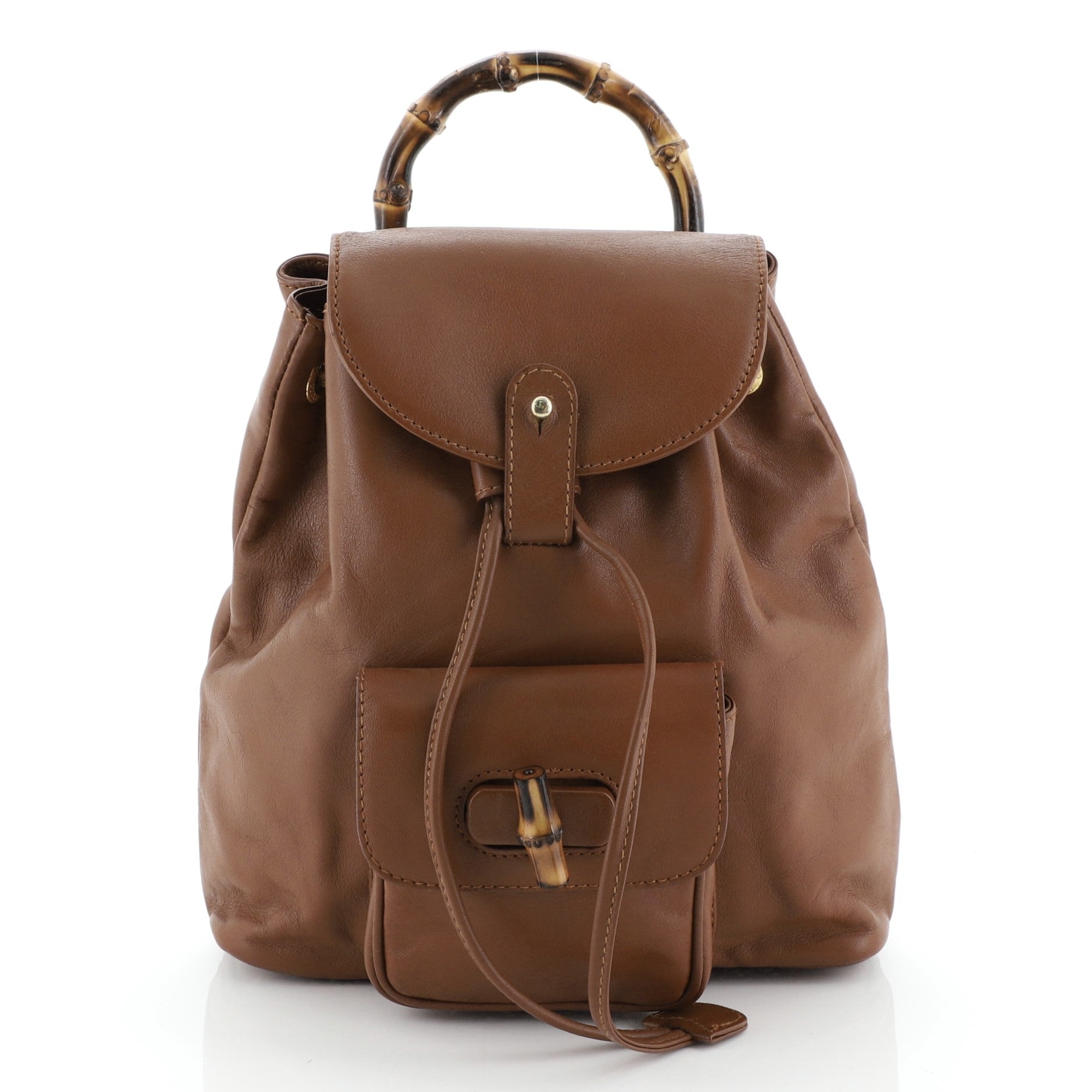Vintage Bamboo Backpack Leather Mini