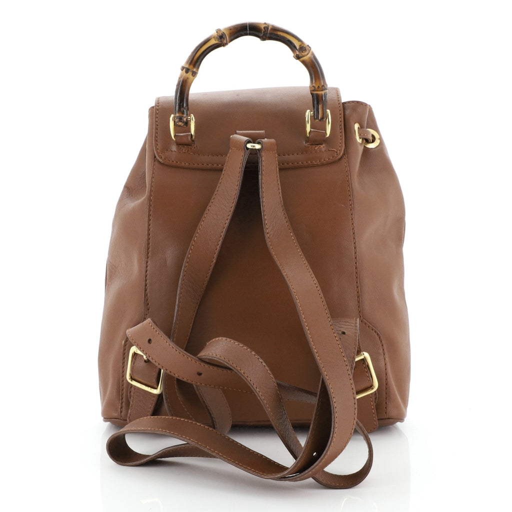 Vintage Bamboo Backpack Leather Mini