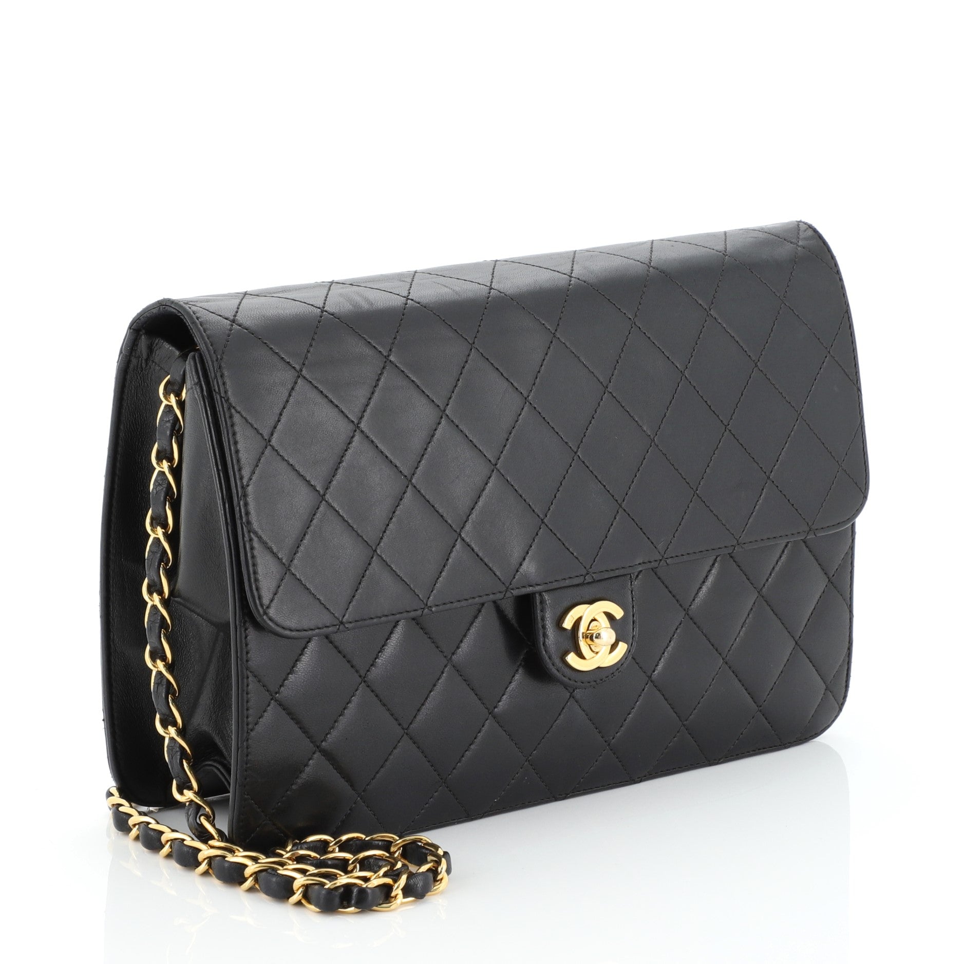 Vintage Clutch with Chain Quilted Leather Medium